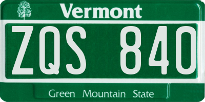 VT license plate ZQS840