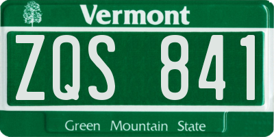 VT license plate ZQS841