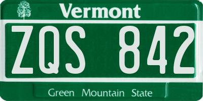VT license plate ZQS842