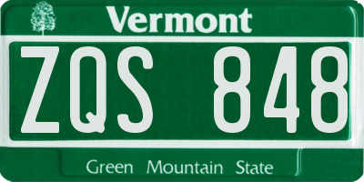 VT license plate ZQS848