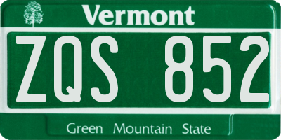 VT license plate ZQS852