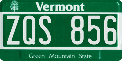 VT license plate ZQS856