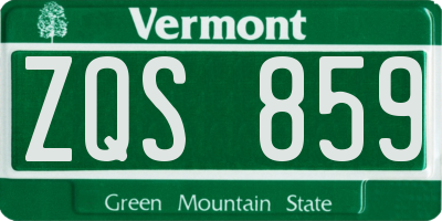 VT license plate ZQS859