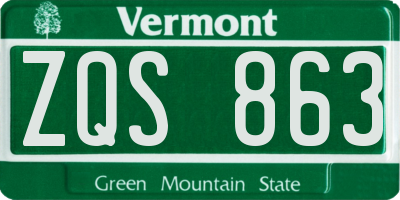 VT license plate ZQS863