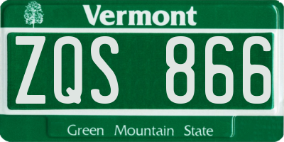 VT license plate ZQS866