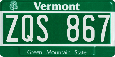 VT license plate ZQS867