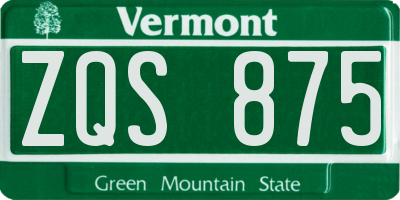 VT license plate ZQS875