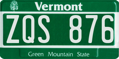 VT license plate ZQS876