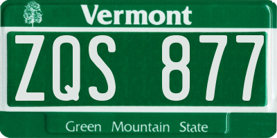 VT license plate ZQS877