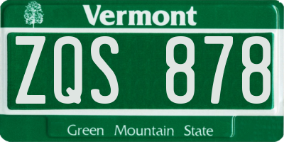 VT license plate ZQS878