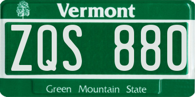VT license plate ZQS880