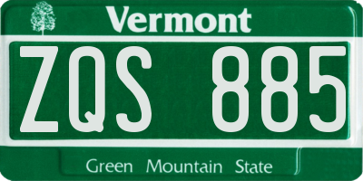 VT license plate ZQS885