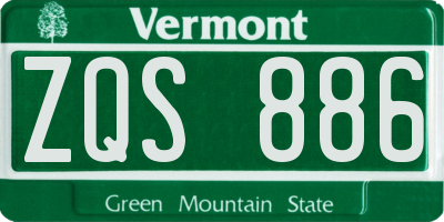VT license plate ZQS886