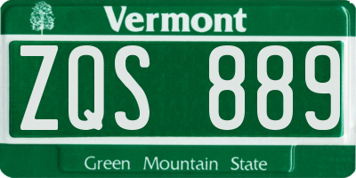 VT license plate ZQS889