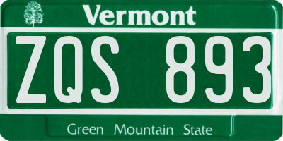 VT license plate ZQS893