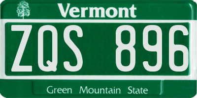 VT license plate ZQS896