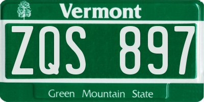 VT license plate ZQS897