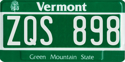 VT license plate ZQS898