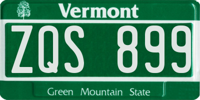 VT license plate ZQS899