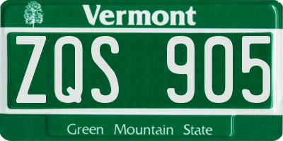 VT license plate ZQS905