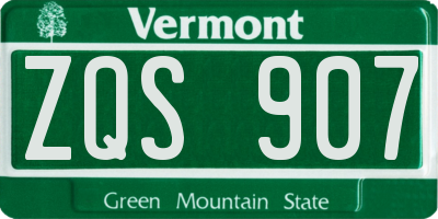 VT license plate ZQS907