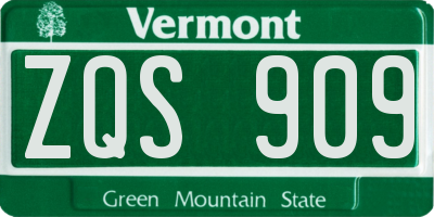 VT license plate ZQS909