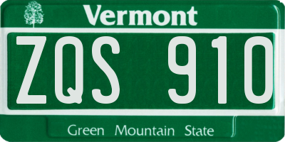 VT license plate ZQS910