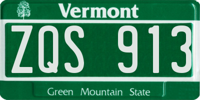 VT license plate ZQS913