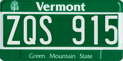VT license plate ZQS915
