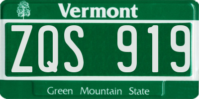VT license plate ZQS919