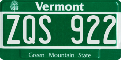 VT license plate ZQS922