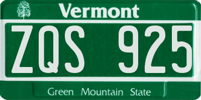VT license plate ZQS925