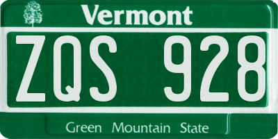 VT license plate ZQS928