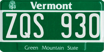 VT license plate ZQS930