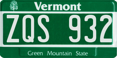 VT license plate ZQS932