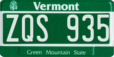VT license plate ZQS935