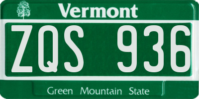 VT license plate ZQS936