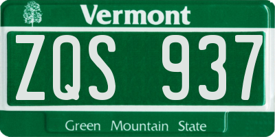 VT license plate ZQS937