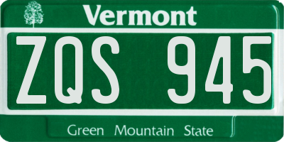 VT license plate ZQS945