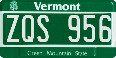 VT license plate ZQS956