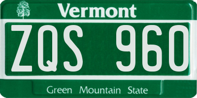 VT license plate ZQS960