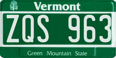 VT license plate ZQS963