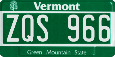VT license plate ZQS966