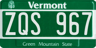 VT license plate ZQS967