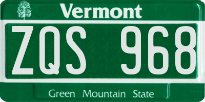 VT license plate ZQS968