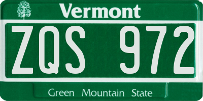 VT license plate ZQS972