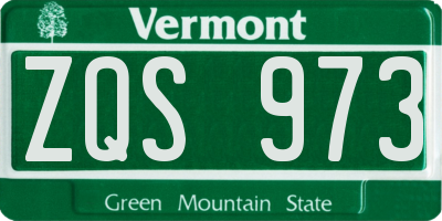 VT license plate ZQS973