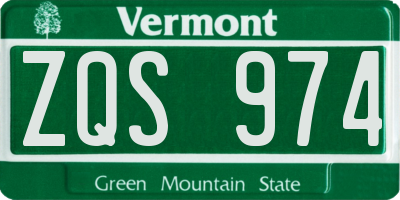 VT license plate ZQS974