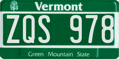 VT license plate ZQS978