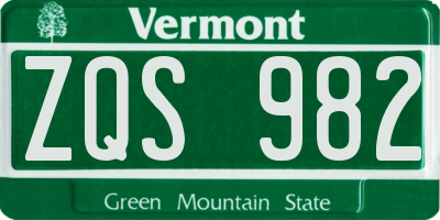 VT license plate ZQS982